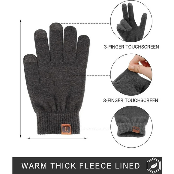 Women's Winter Touchscreen Thermal Magic Warm Wool  Knitted Fleece Lined Gloves - Picture 2 of 6